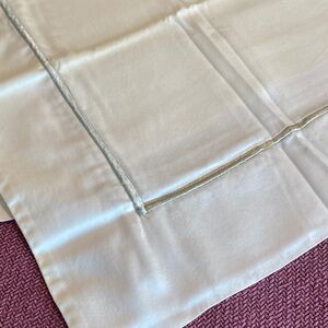 Two euro sq pillow shams. Ouster white cotton sateen with silver satin stitching